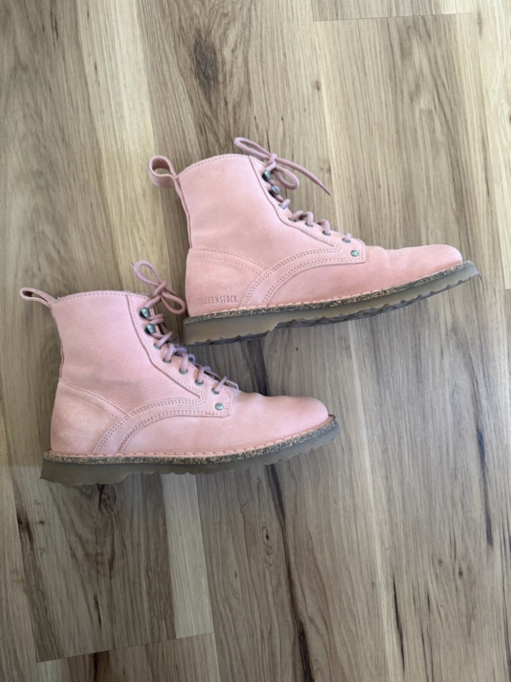RARE Birkenstock Bryson Lace-Up Combat Boots in Soft Pink Suede 38 - Picture 2 of 10